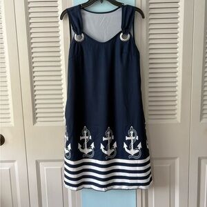 New SHEIN blue and white anchor swing dress. Size 6.